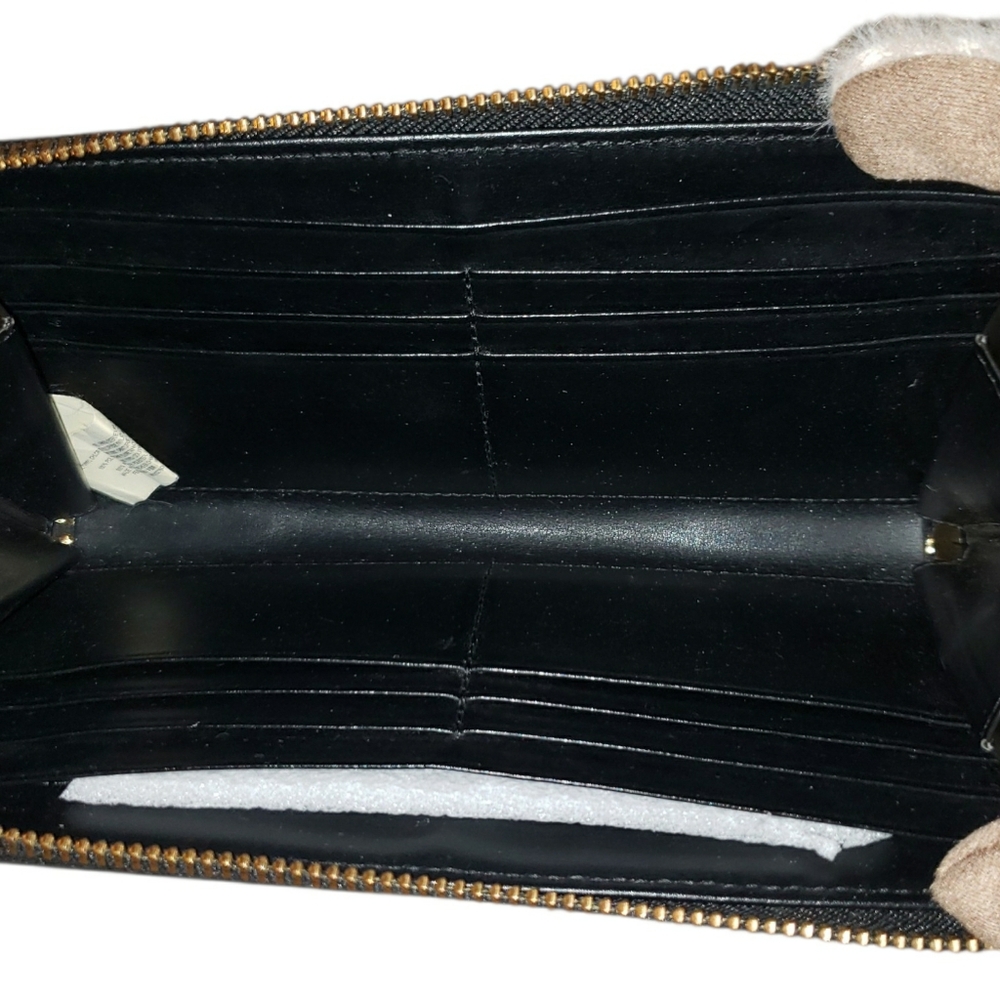 Kate Spade Black Pink Green White Harding Street Striped Zip-Around Wallet EUC - Picture 4 of 8